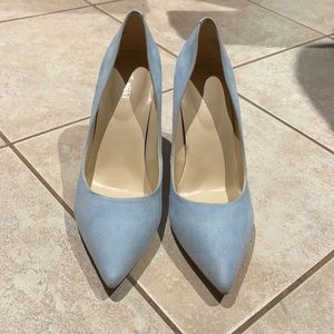 Nine West Tatiana Light Blue suede slip on pointed toe stiletto pump